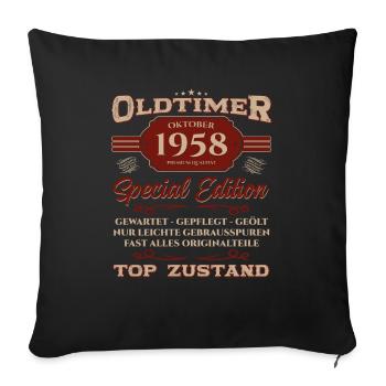 66. Geburtstag Oldtimer Oktober 1958 Jahrgang 58 - Sofakissenbezug 45 x 45 cm - Schwarz - Vorne
