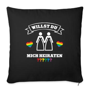 Antrag Hochzeit LGBTQ Willst Du mich Heiraten - Sofakissenbezug 45 x 45 cm - Schwarz - Vorne