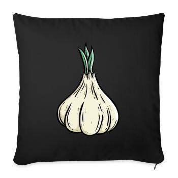 Knoblauch Kostüm Knoblauchzehe Knobi Garlic - Sofakissenbezug 45 x 45 cm - Schwarz - Vorne