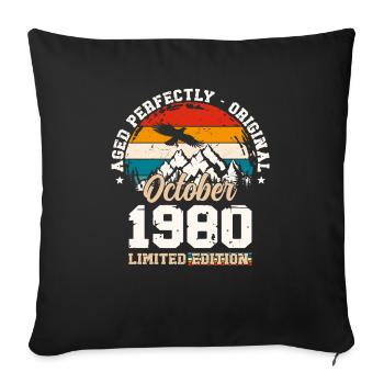 44ème Anniversaire Légende Octobre 1980 Vintage 80's - Housse de coussin décorative 45 x 45 cm - noir - Devant