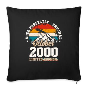 24th Birthday Vintage October 2000 Vintage - Sofa pillowcase 17,3'' x 17,3'' (45 x 45 cm) - black - Front