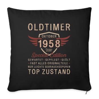 66. Geburtstag Oldtimer Oktober 1958 Jahrgang 58 - Sofakissenbezug 45 x 45 cm - Schwarz - Vorne