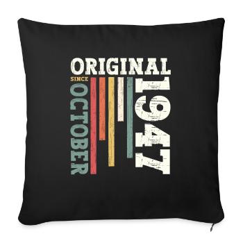 77th Birthday Original October 1947 Volume 47 - Sofa pillowcase 17,3'' x 17,3'' (45 x 45 cm) - black - Front