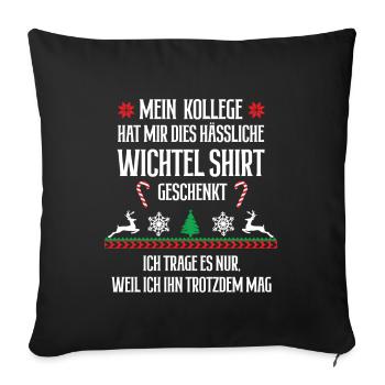 Wichteln Hässliches Weihnachtsoutfit Wichtelshirt - Sofakissenbezug 45 x 45 cm - Schwarz - Vorne