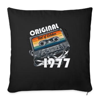 47ème Anniversaire Millésime Octobre 1977 Cassette 1977 - Housse de coussin décorative 45 x 45 cm - noir - Devant