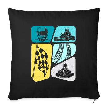 Kart Racing Go Karts Motorsport Boys Go-Kart - Sofa pillowcase 17,3'' x 17,3'' (45 x 45 cm) - black - Front