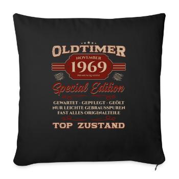 65ème Anniversaire Voiture Classique Novembre 1969 Millésime 69 - Housse de coussin décorative 45 x 45 cm - noir - Devant