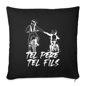 Tel Père Tel Fils Moto Cross Sport Motocycliste - Housse de coussin décorative 45 x 45 cm - noir - Devant