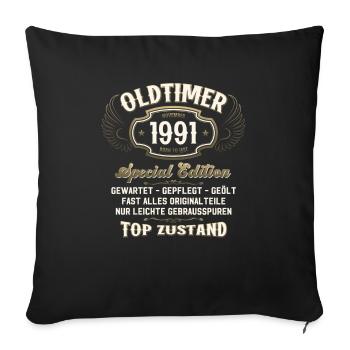 33. Geburtstag Oldtimer November 1991 Jahrgang 91 - Sofakissenbezug 45 x 45 cm - Schwarz - Vorne