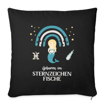 Fisch Sternzeichen Geburtstag Sternenbild Fische - Sofakissenbezug 45 x 45 cm - Schwarz - Vorne