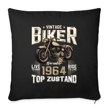 60ème anniversaire Motard Novembre 1964 Motard - Housse de coussin décorative 45 x 45 cm - noir - Devant