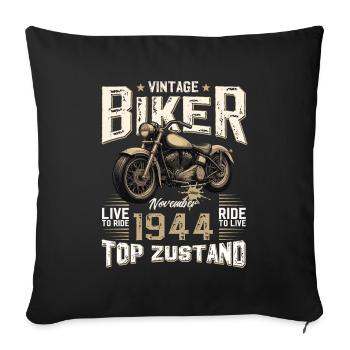80ème anniversaire Motard Novembre 1944 Motard - Housse de coussin décorative 45 x 45 cm - noir - Devant