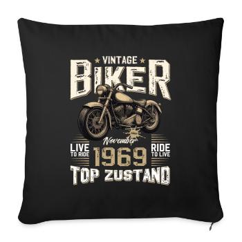 55ème Anniversaire Motard Novembre 1969 Motard - Housse de coussin décorative 45 x 45 cm - noir - Devant