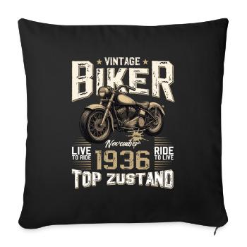 88ème anniversaire Motard Novembre 1936 Motard - Housse de coussin décorative 45 x 45 cm - noir - Devant