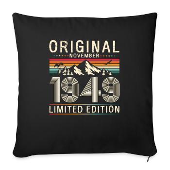 75e anniversaire Original Novembre Né en 1949 - Housse de coussin décorative 45 x 45 cm - noir - Devant