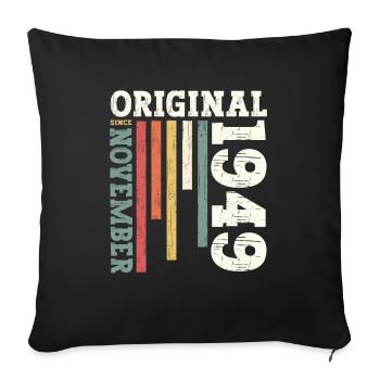 75e anniversaire Original Novembre Né en 1949 - Housse de coussin décorative 45 x 45 cm - noir - Devant
