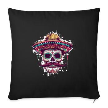 Sombrero Mexican Skull - Sofa pillowcase 17,3'' x 17,3'' (45 x 45 cm) - black - Front