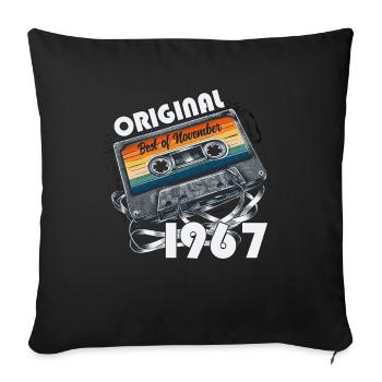 57ème Anniversaire Millésime Novembre 1967 Cassette 1967 - Housse de coussin décorative 45 x 45 cm - noir - Devant