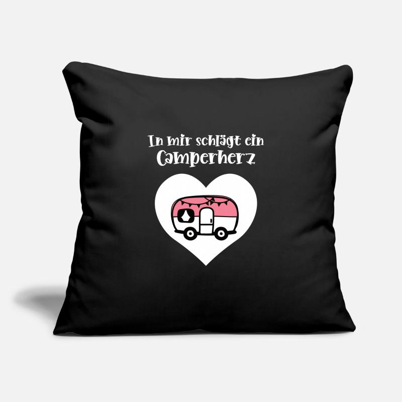 Camping mit Herz Campingfreunde Campingfans Sofakissenbezug 45 x 45 cm