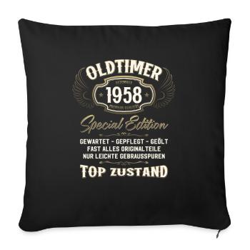 66. Geburtstag Oldtimer Dezember 1958 Jahrgang 58 - Sofakissenbezug 45 x 45 cm - Schwarz - Vorne