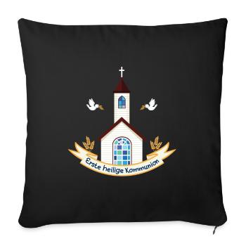 Erste Heilige Kommunion Kind Erstkommunion Kirche - Sofakissenbezug 45 x 45 cm - Schwarz - Vorne