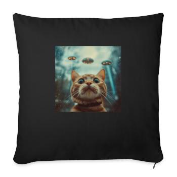 Cats Selfie with UFOs, weirder - Sofa pillowcase 17,3'' x 17,3'' (45 x 45 cm) - black - Front