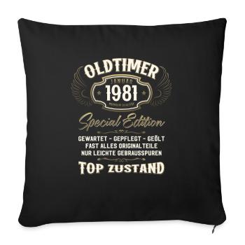 44ème Anniversaire Voiture Classique Janvier 1981 Millésime 81 - Housse de coussin décorative 45 x 45 cm - noir - Devant