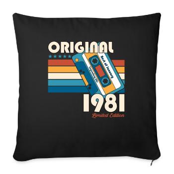 44th Birthday Cassette January 1981 Vintage 81 - Sofa pillowcase 17,3'' x 17,3'' (45 x 45 cm) - black - Front