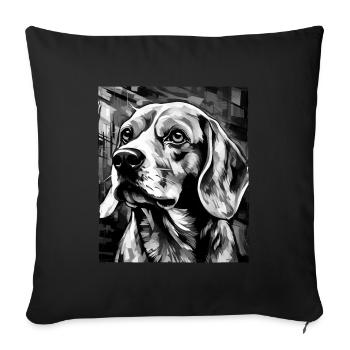 Beagle Dog Portrait - Sofa pillowcase 17,3'' x 17,3'' (45 x 45 cm) - black - Front