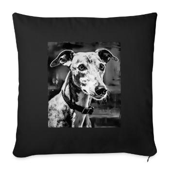Greyhound Dog Portrait - Sofa pillowcase 17,3'' x 17,3'' (45 x 45 cm) - black - Front