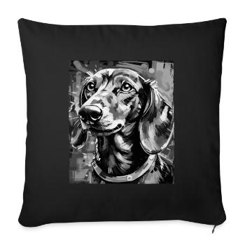 Teckel Chien Portrait Teckel - Housse de coussin décorative 45 x 45 cm - noir - Devant