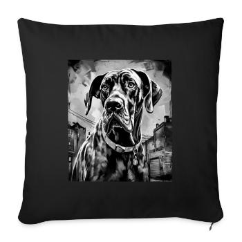 Portrait de chien dogue allemand - Housse de coussin décorative 45 x 45 cm - noir - Devant