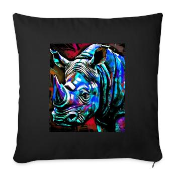 Portrait de rhinocéros - Housse de coussin décorative 45 x 45 cm - noir - Devant