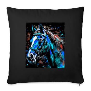 Portrait de cheval - Housse de coussin décorative 45 x 45 cm - noir - Devant