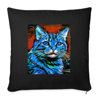 Cat Portrait - Sofa pillowcase 17,3'' x 17,3'' (45 x 45 cm) - black - Front