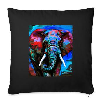 Elephant Portrait - Sofa pillowcase 17,3'' x 17,3'' (45 x 45 cm) - black - Front
