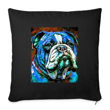 Portrait de chien bouledogue - Housse de coussin décorative 45 x 45 cm - noir - Devant