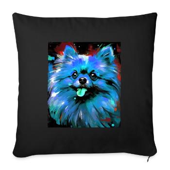 Pomeranian Dog Portrait - Sofa pillowcase 17,3'' x 17,3'' (45 x 45 cm) - black - Front