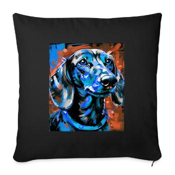 Teckel Chien Portrait Teckel - Housse de coussin décorative 45 x 45 cm - noir - Devant