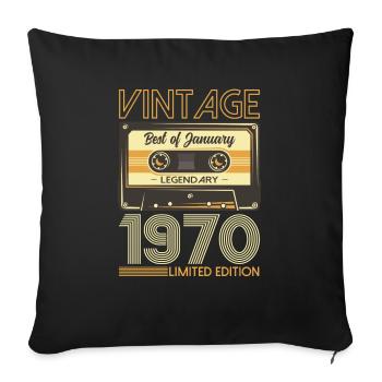 54th Birthday Vintage January 1970 Cassette 1970 - Sofa pillowcase 17,3'' x 17,3'' (45 x 45 cm) - black - Front