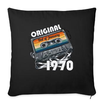 54th Birthday Vintage January 1970 Cassette 1970 - Sofa pillowcase 17,3'' x 17,3'' (45 x 45 cm) - black - Front