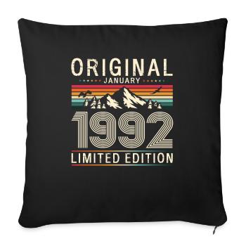 32ème Anniversaire Millésime Janvier 1992 Cassette 1992 - Housse de coussin décorative 45 x 45 cm - noir - Devant
