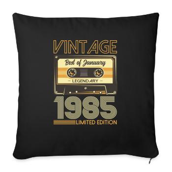 40ème Anniversaire Millésime Janvier 1985 Cassette 85 - Housse de coussin décorative 45 x 45 cm - noir - Devant