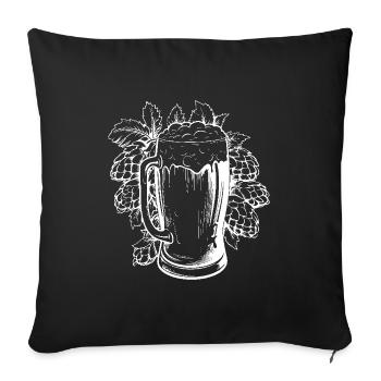 verre à bière houblon bière de malt - Housse de coussin décorative 45 x 45 cm - noir - Devant