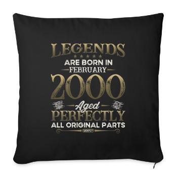 25ème Anniversaire Original Février Millésime 2000 - Housse de coussin décorative 45 x 45 cm - noir - Devant