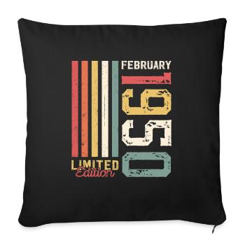75ème anniversaire cadeau mari Original février 1950 - Housse de coussin décorative 45 x 45 cm - noir - Devant