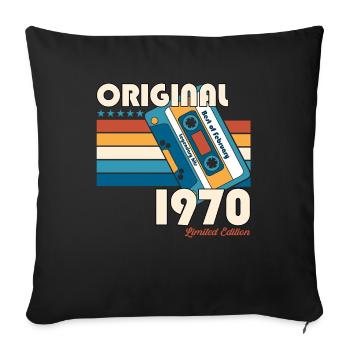 55th Birthday Original February 1970 Cassette 1970 - Sofa pillowcase 17,3'' x 17,3'' (45 x 45 cm) - black - Front
