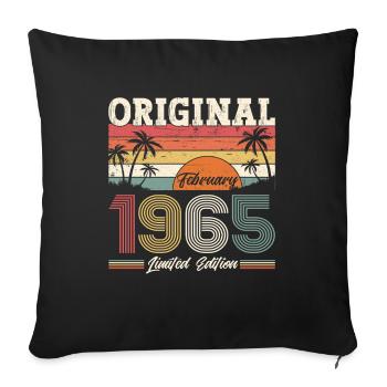 60. Geburtstag Geschenk Mann Original Februar 1965 - Sofakissenbezug 45 x 45 cm - Schwarz - Vorne