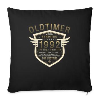 33. Geburtstag Oldtimer Februar Jahrgang 1992 - Sofakissenbezug 45 x 45 cm - Schwarz - Vorne