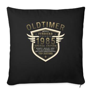 40. Geburtstag Oldtimer Februar Jahrgang 1985 - Sofakissenbezug 45 x 45 cm - Schwarz - Vorne
